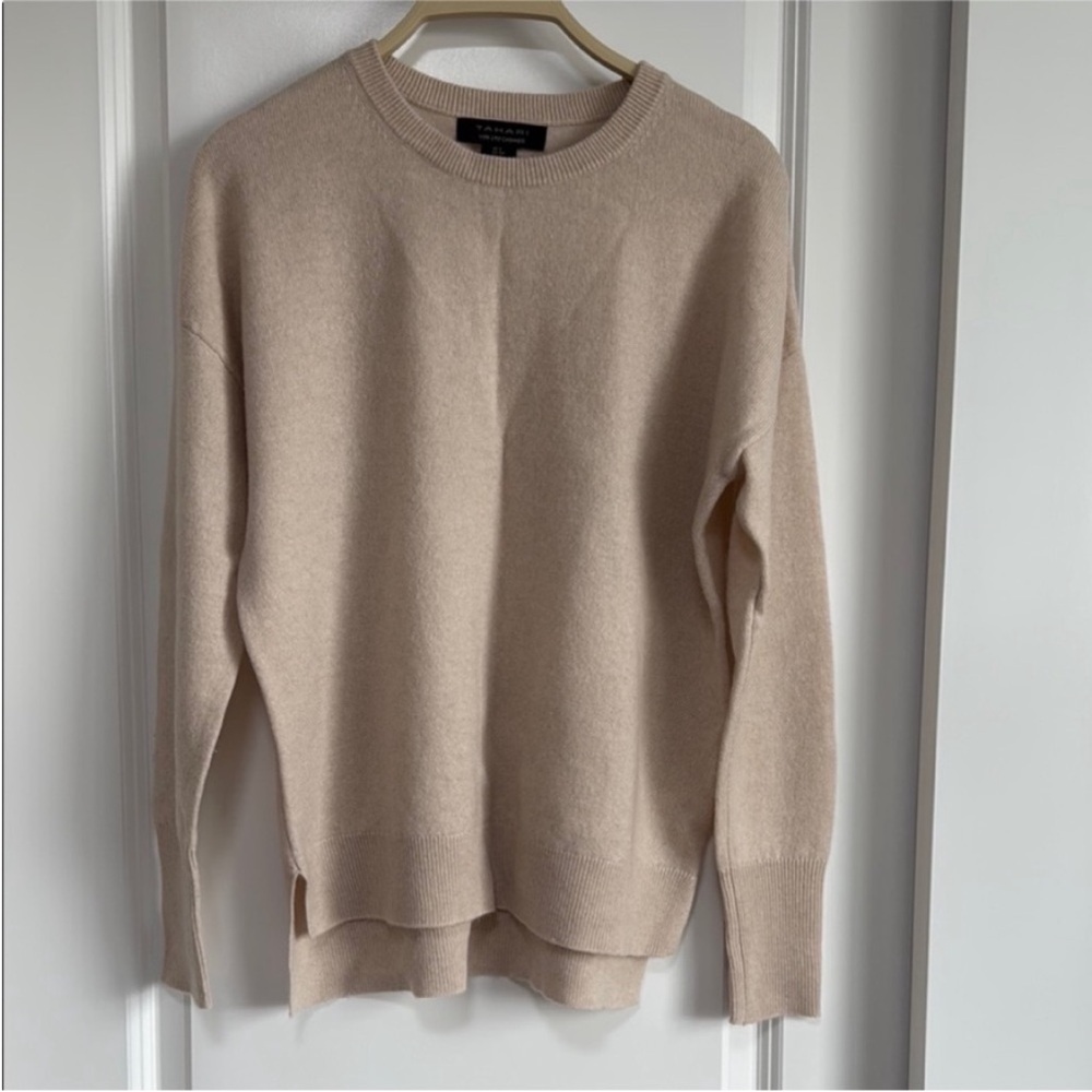 Tahari Cream Cashmere Sweater Soft Top Cozy